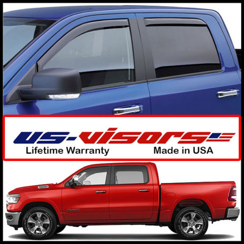 Slim Look Dark Smoke In-Channel Window Visors 19-up Ram Crew Cab - Click Image to Close